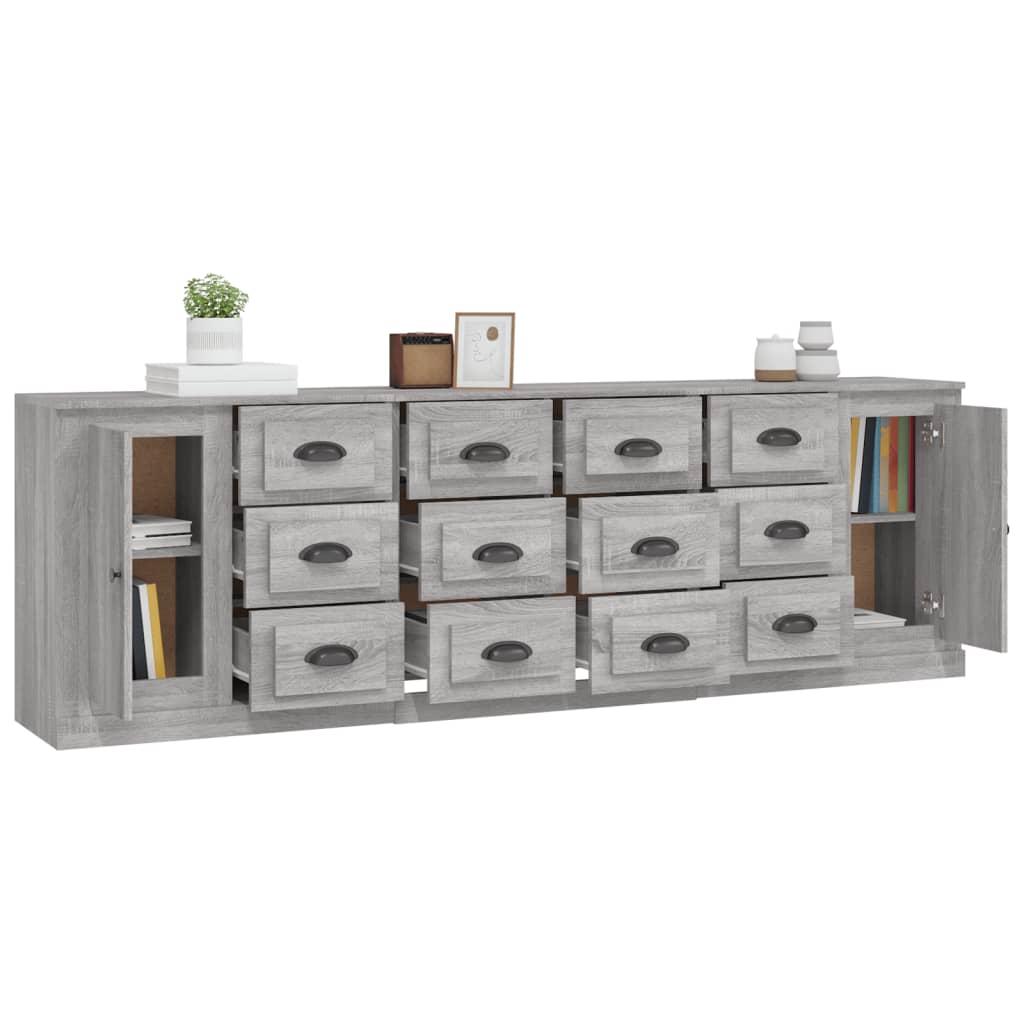 Sideboards 3 pcs Grey Sonoma Engineered Wood