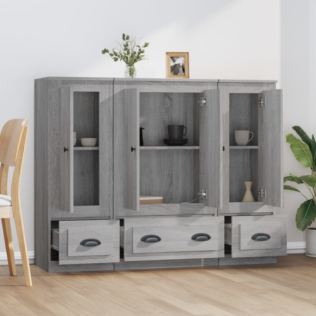 Highboards 3 pcs Grey Sonoma Engineered Wood