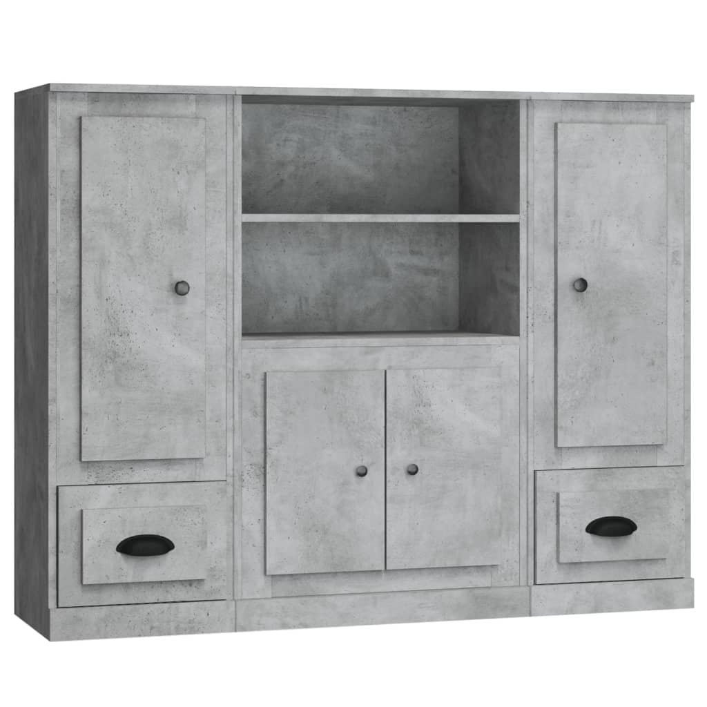 Highboards 3 pcs Concrete Grey Engineered Wood