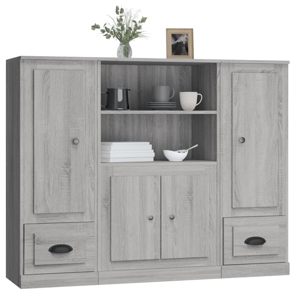 Highboards 3 pcs Grey Sonoma Engineered Wood