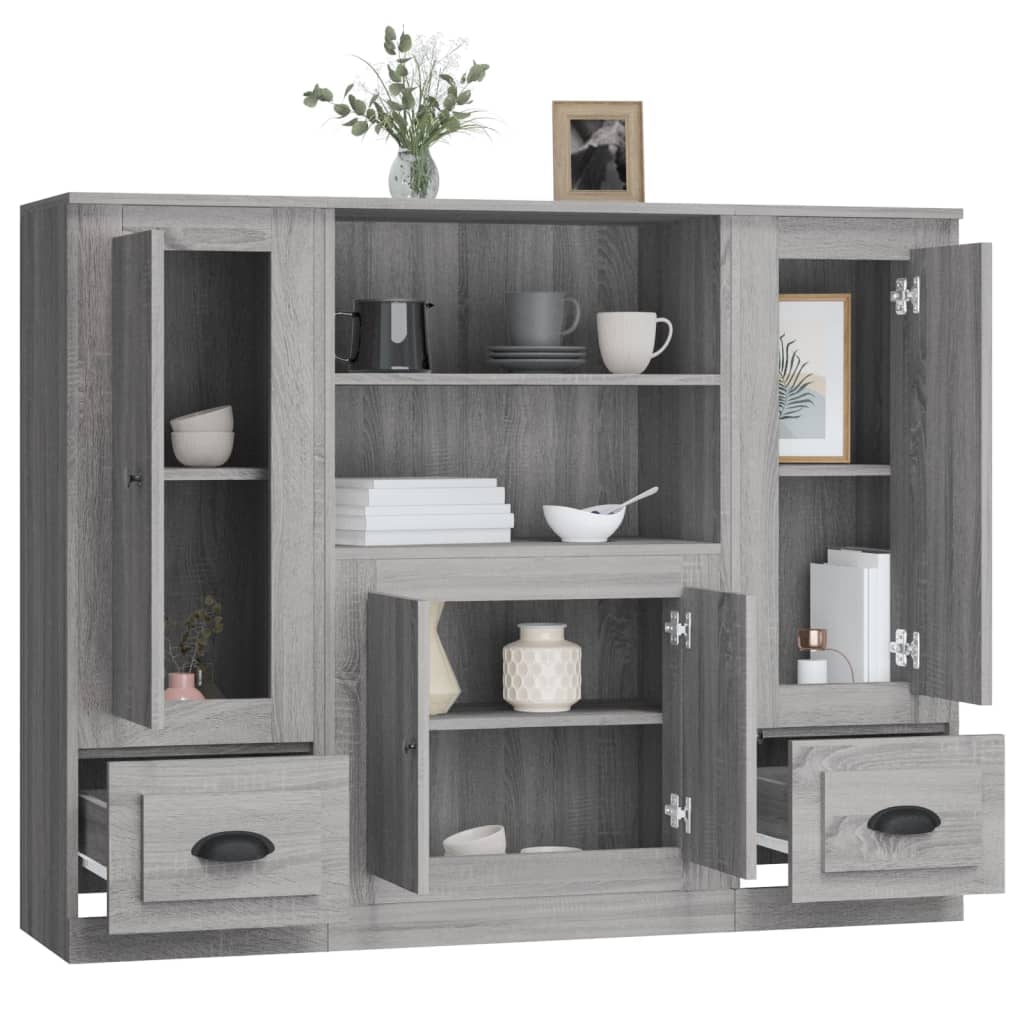 Highboards 3 pcs Grey Sonoma Engineered Wood