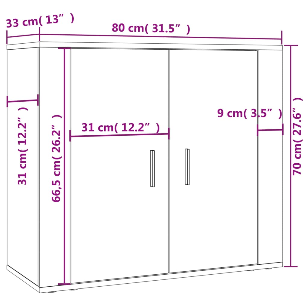 Highboard Black Engineered Wood