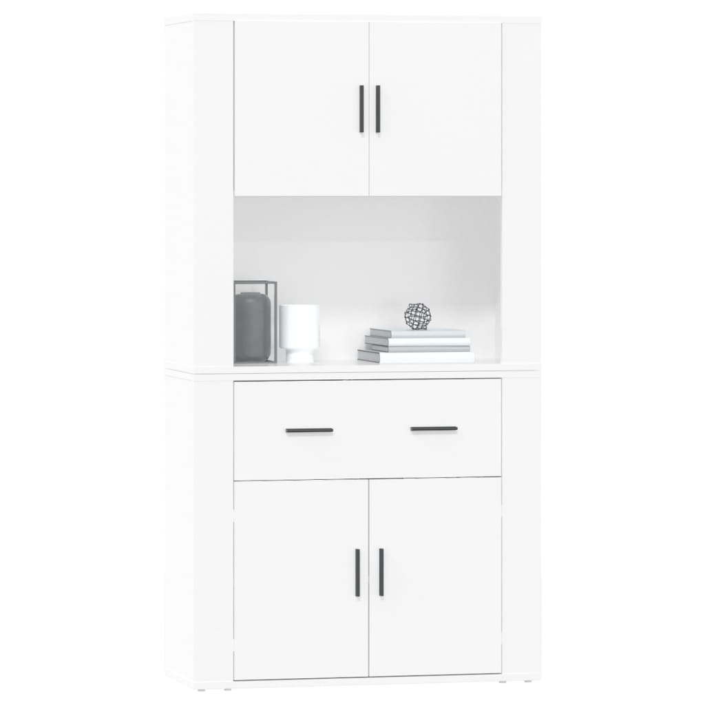 Highboard High Gloss White Engineered Wood