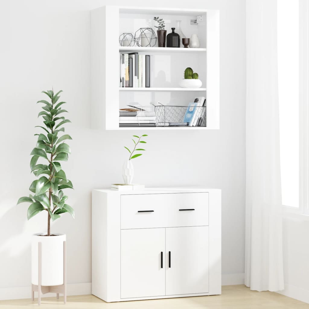 Highboard High Gloss White Engineered Wood