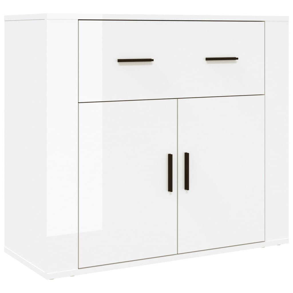 Highboard High Gloss White Engineered Wood