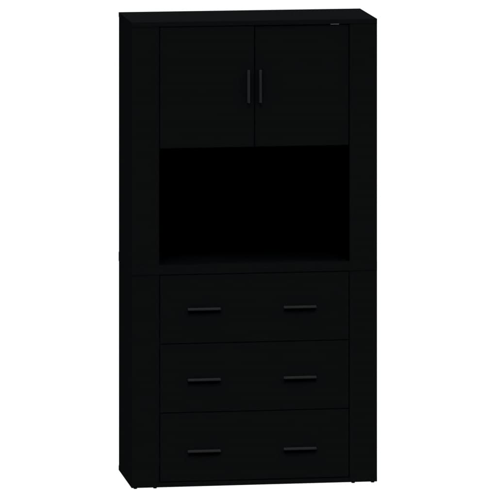 Highboard Black Engineered Wood