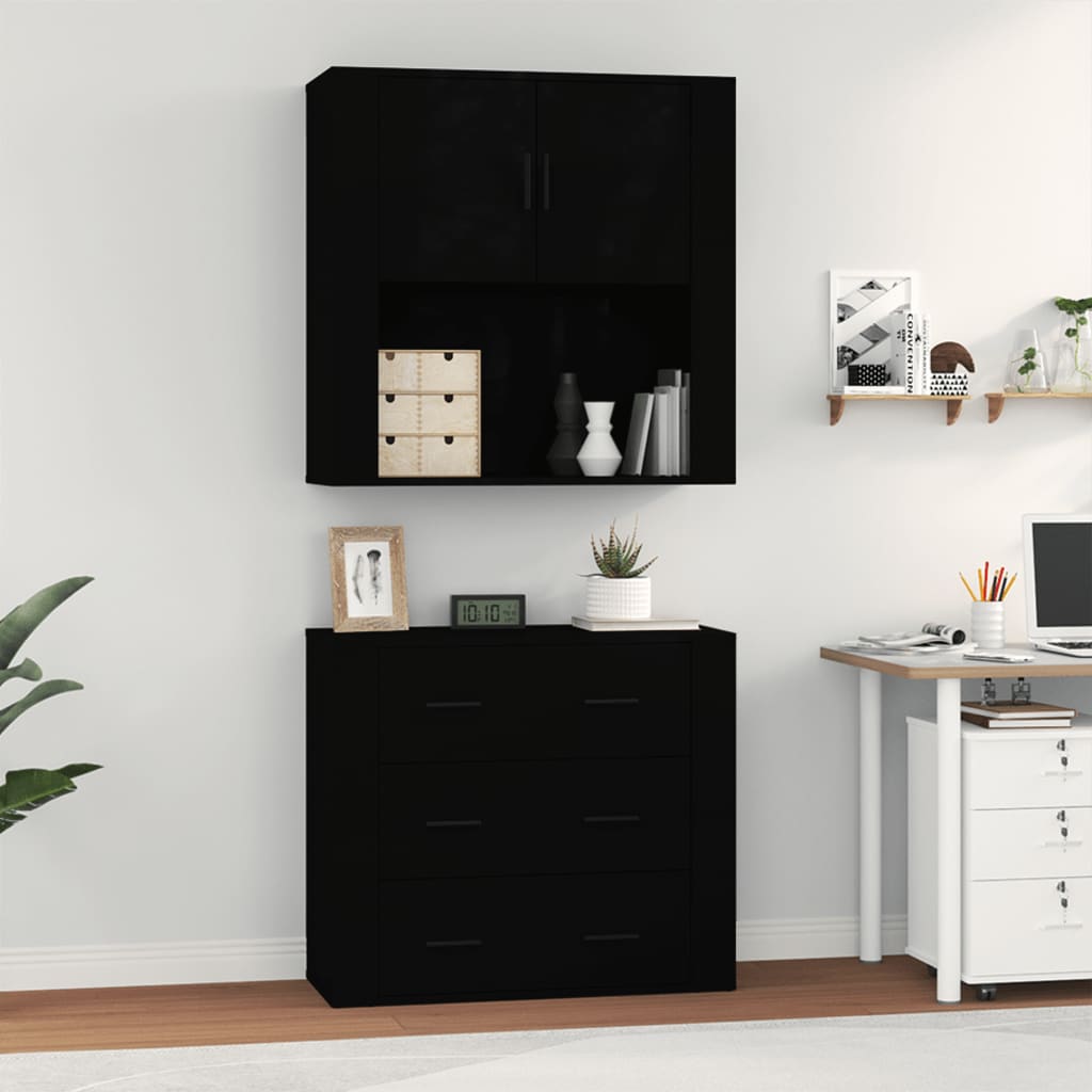 Highboard Black Engineered Wood