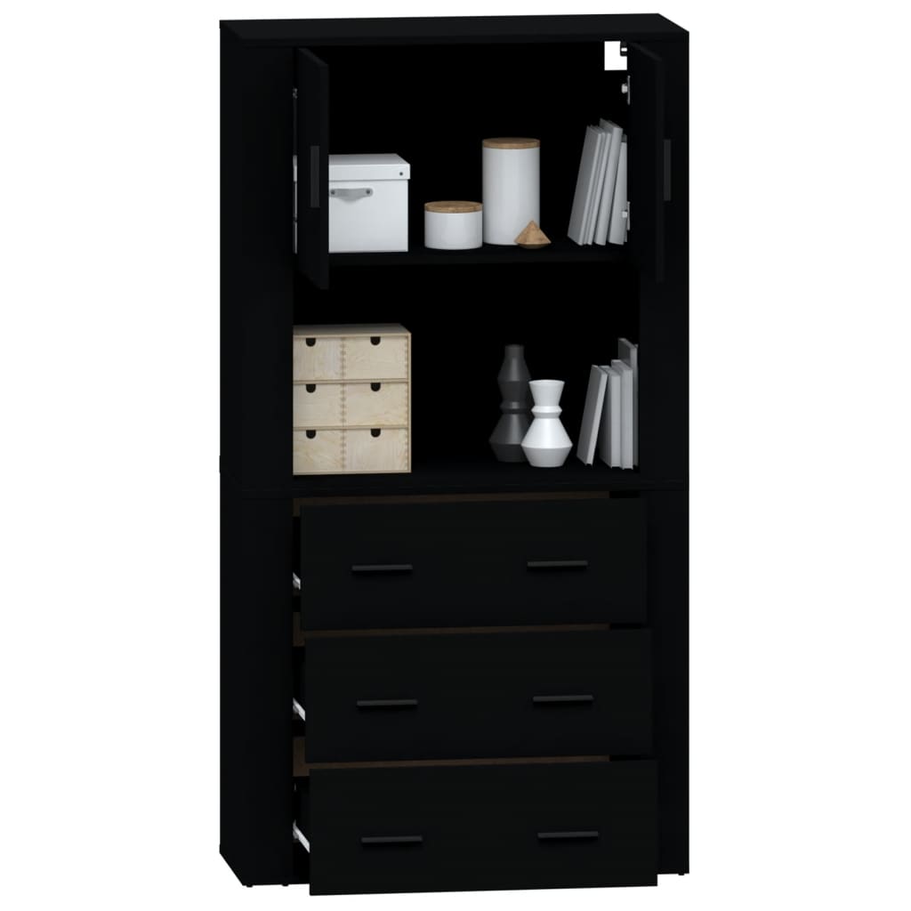 Highboard Black Engineered Wood