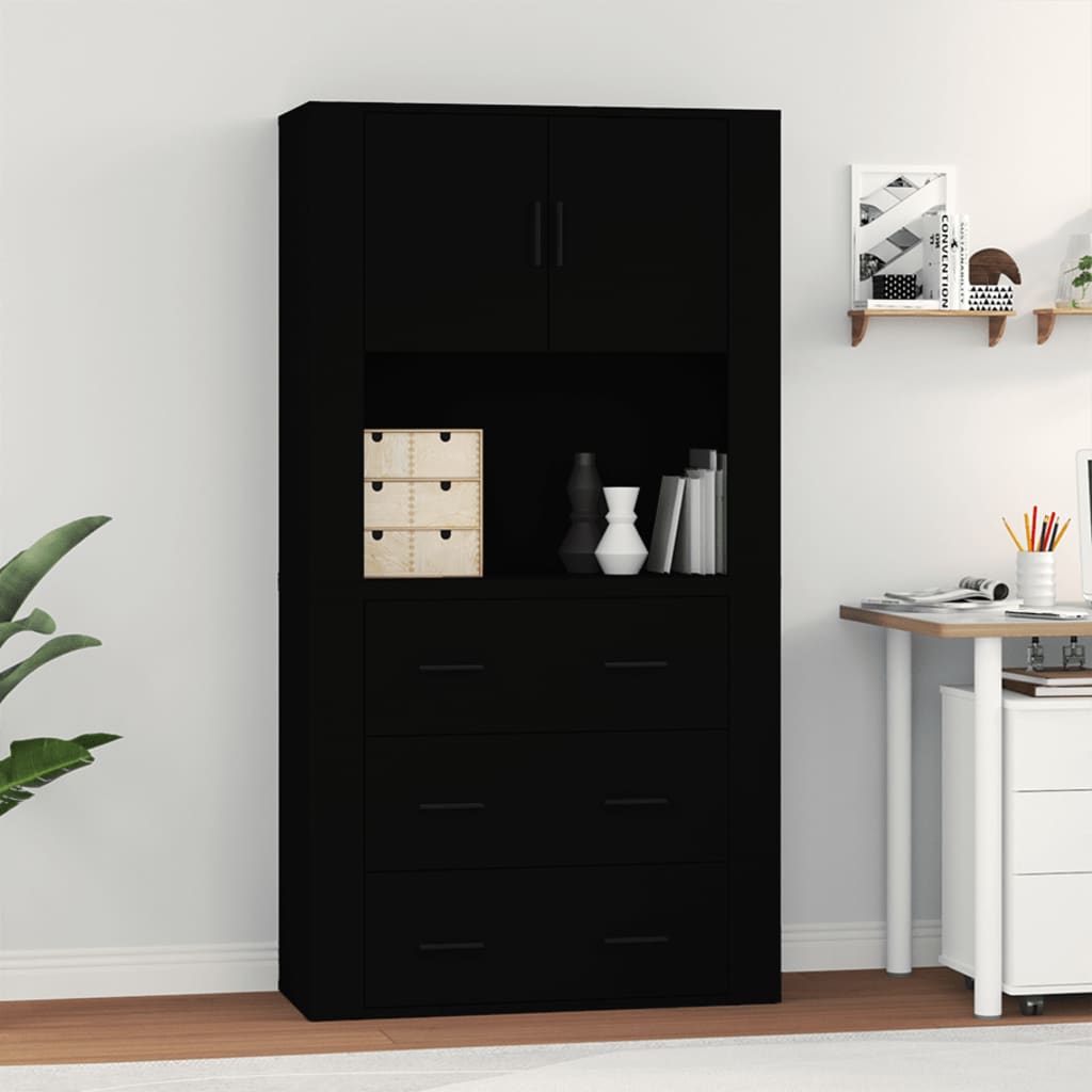 Highboard Black Engineered Wood