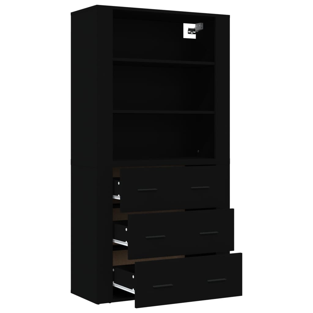 Highboard Black Engineered Wood