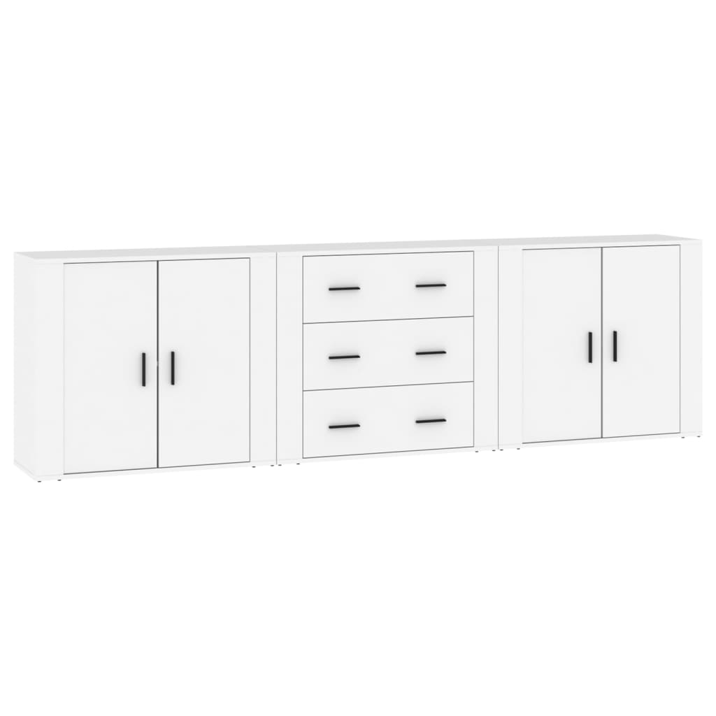 Sideboards 3 pcs White Engineered Wood