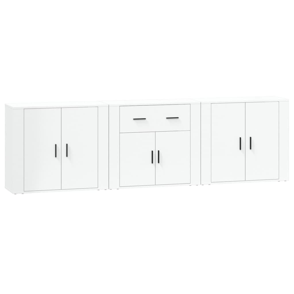 Sideboards 3 pcs White Engineered Wood