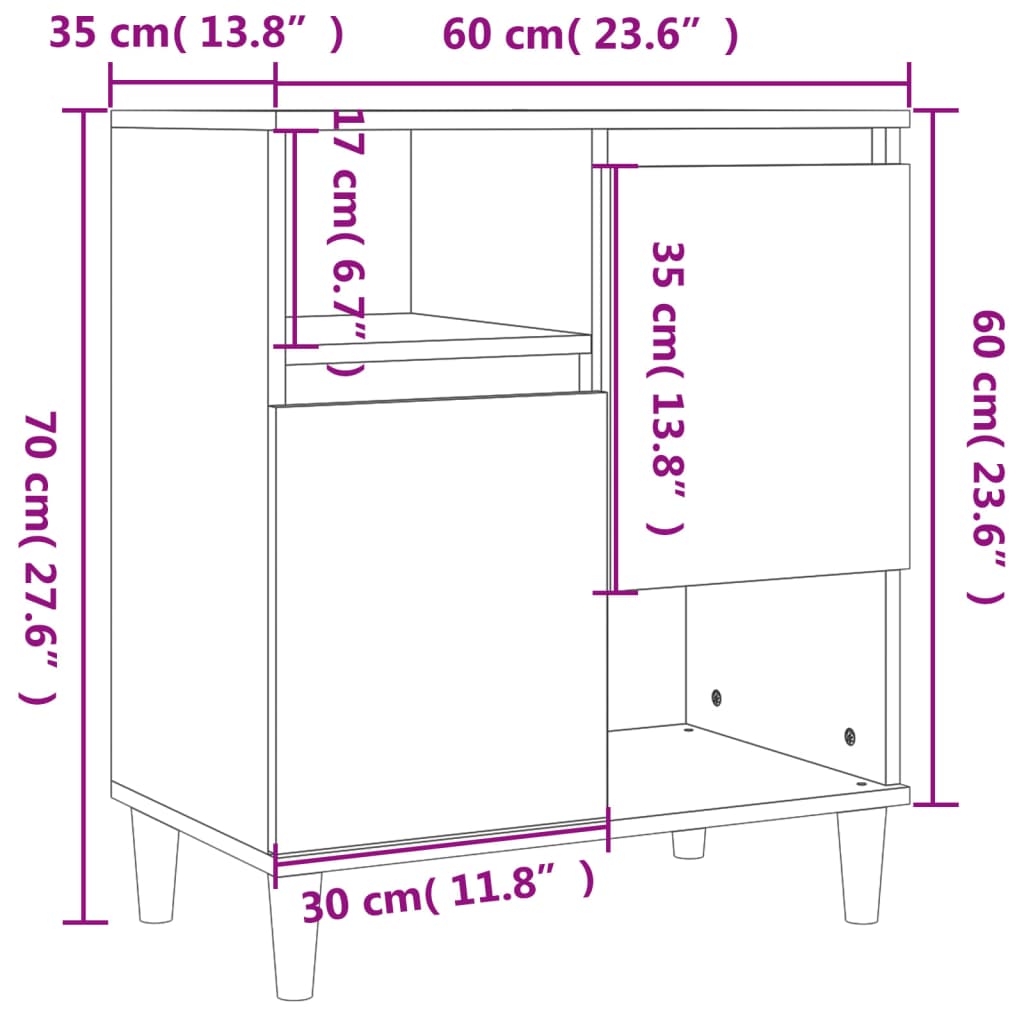 Sideboards 2 pcs White 60x35x70 cm Engineered Wood