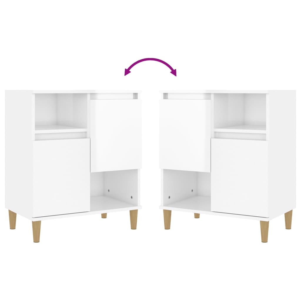 Sideboards 2 pcs High Gloss White 60x35x70 cm Engineered Wood