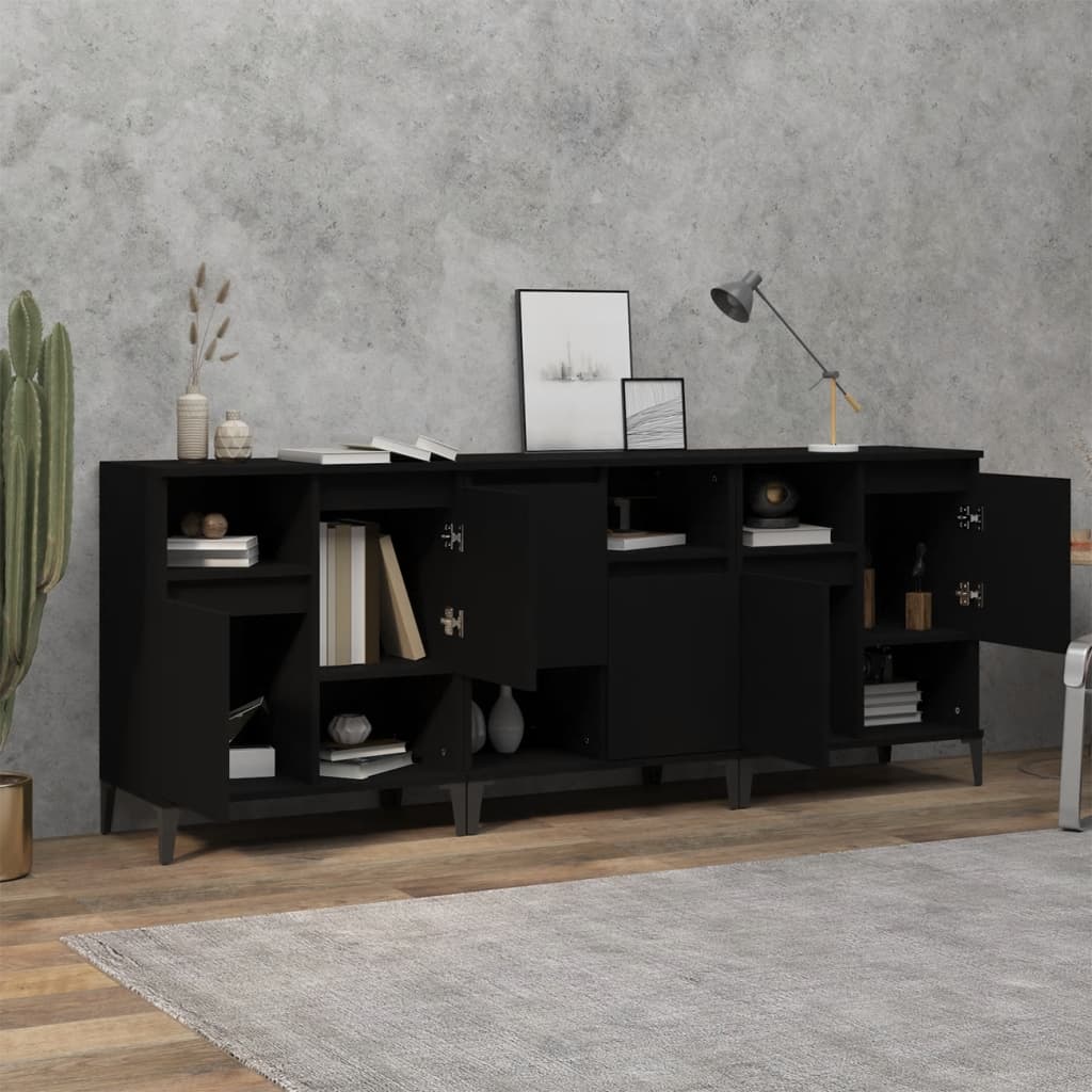 Sideboards 3 pcs Black 60x35x70 cm Engineered Wood