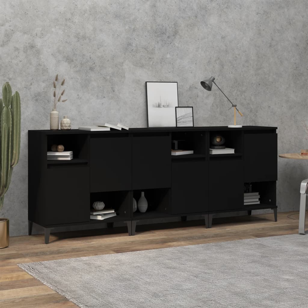 Sideboards 3 pcs Black 60x35x70 cm Engineered Wood