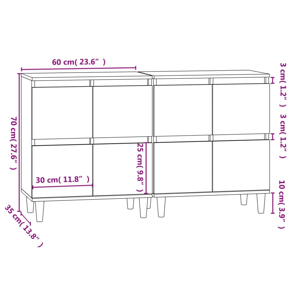 Sideboards Pcs 60X35X70 Cm Engineered Wood