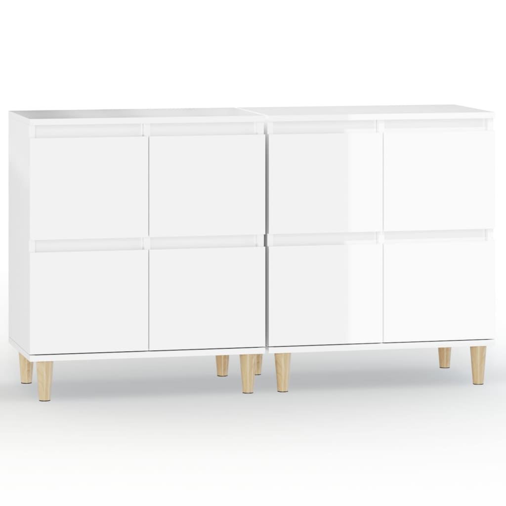 Sideboards 2 pcs High Gloss White 60x35x70 cm Engineered Wood