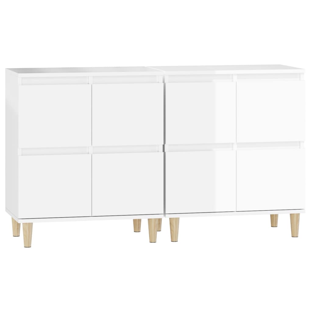 Sideboards 2 pcs High Gloss White 60x35x70 cm Engineered Wood