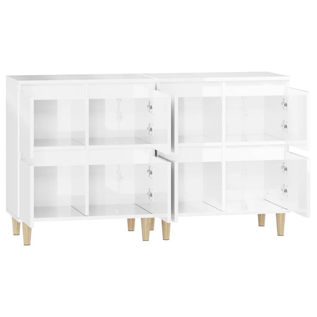 Sideboards 2 pcs High Gloss White 60x35x70 cm Engineered Wood