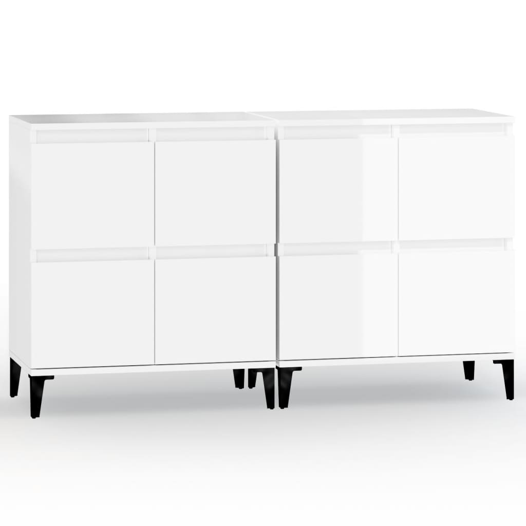 Sideboards 2 pcs High Gloss White 60x35x70 cm Engineered Wood