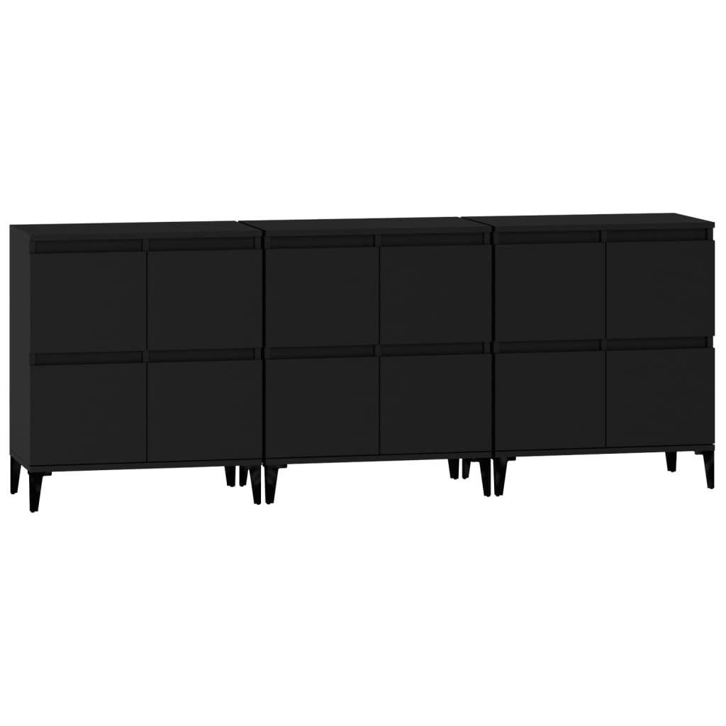 Sideboards 3 pcs Black 60x35x70 cm Engineered Wood