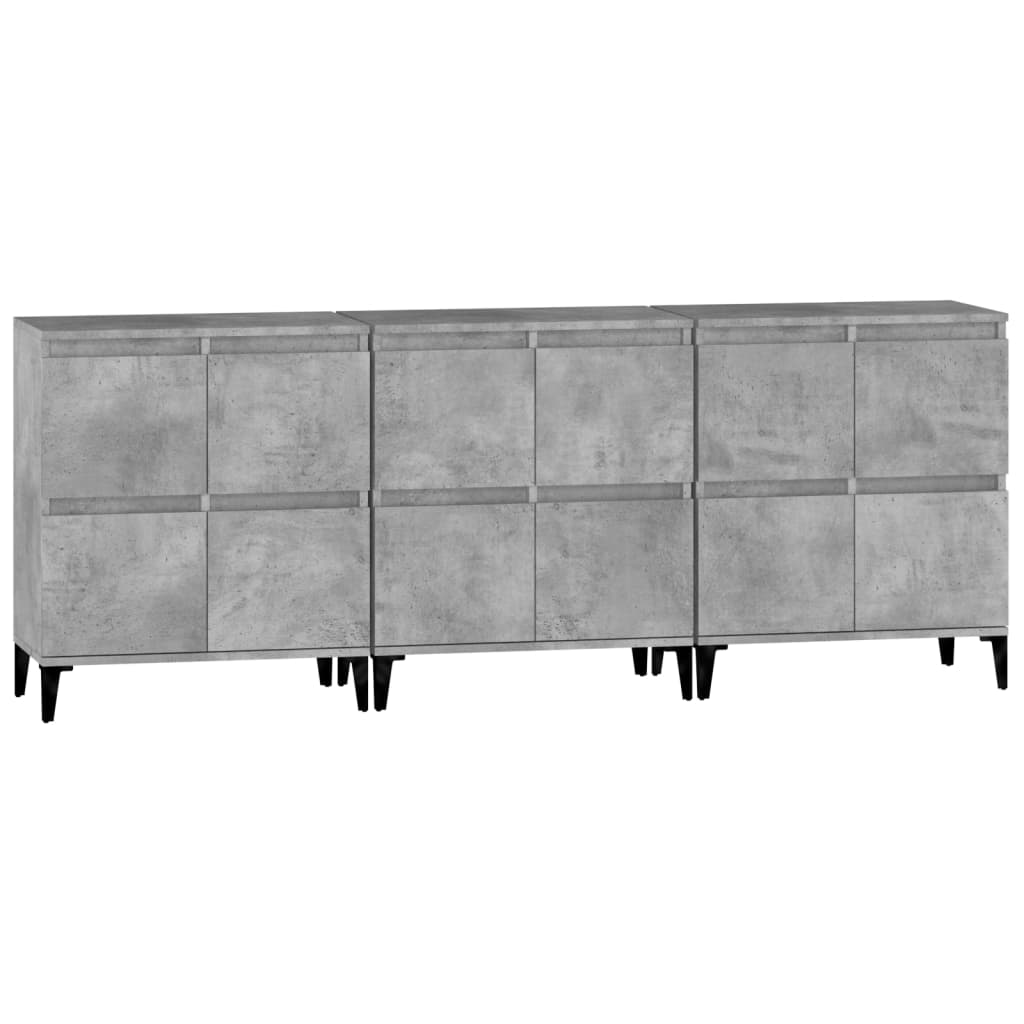 Sideboards 3 pcs Concrete Grey 60x35x70 cm Engineered Wood