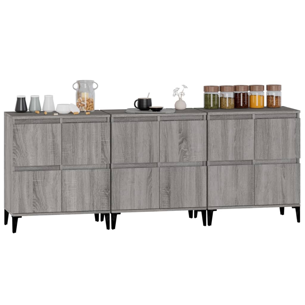 Sideboards 3 pcs Grey Sonoma 60x35x70 cm Engineered Wood