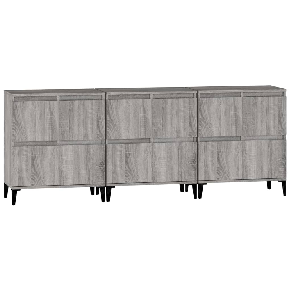 Sideboards 3 pcs Grey Sonoma 60x35x70 cm Engineered Wood