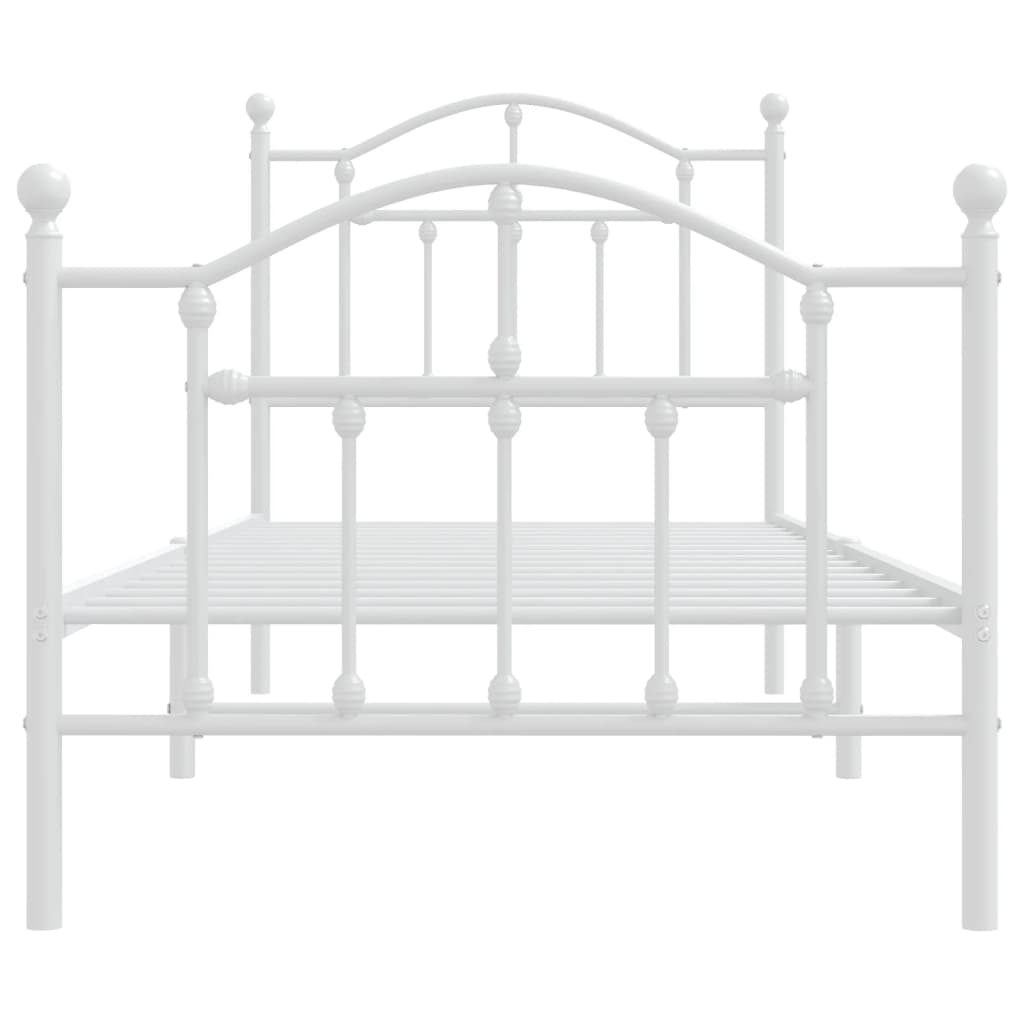 Metal Bed Frame with Headboard and Footboard White 92x187 cm Single Size