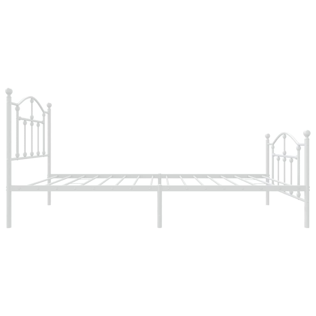 Metal Bed Frame with Headboard and Footboard White 92x187 cm Single Size