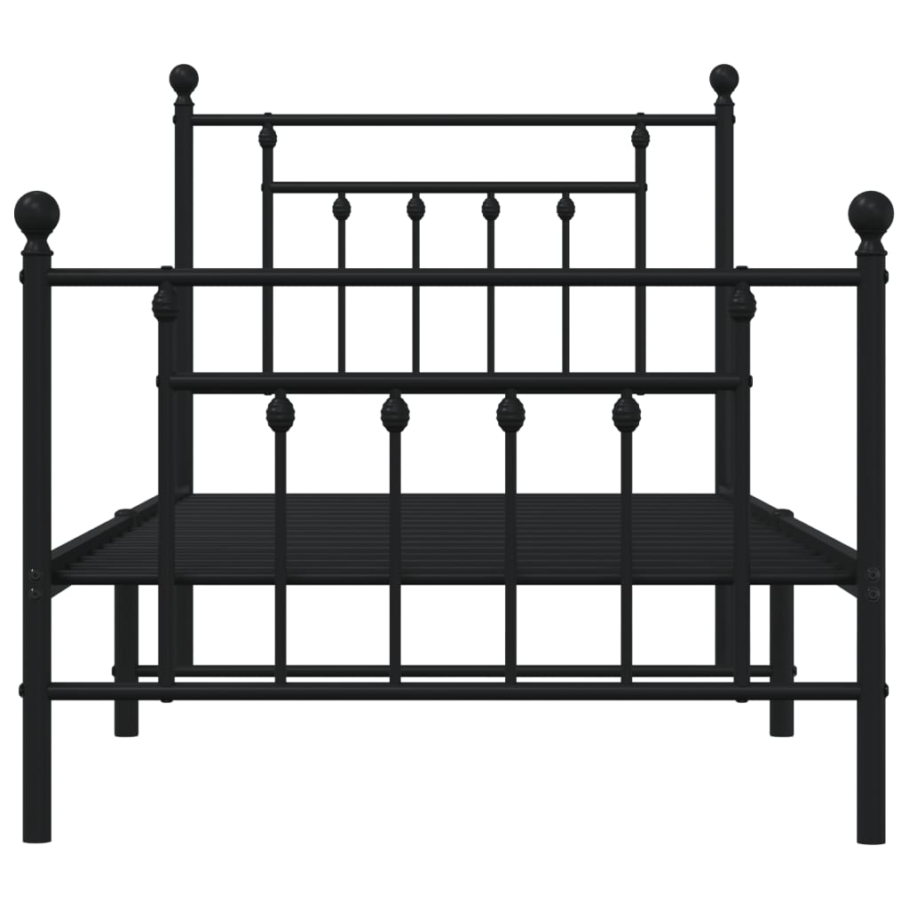 Metal Bed Frame with Headboard and Footboard Black 92x187 cm Single Size