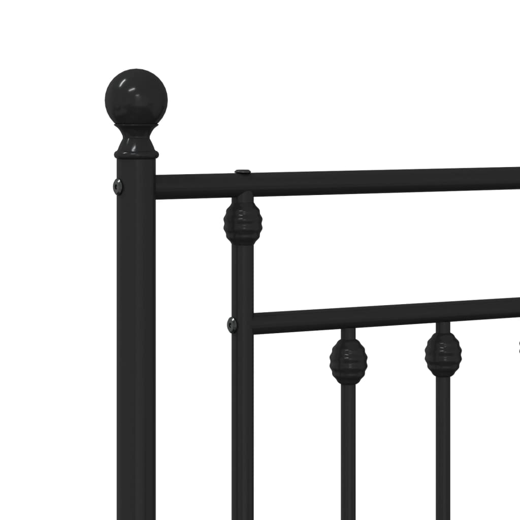 Metal Bed Frame with Headboard and Footboard Black 92x187 cm Single Size