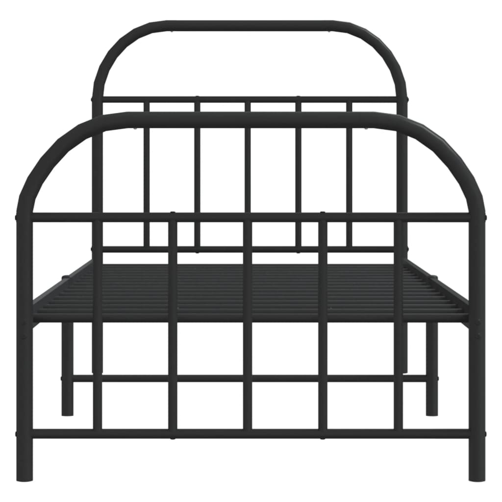 Metal Bed Frame without Mattress with Footboard Black 90x190 cm