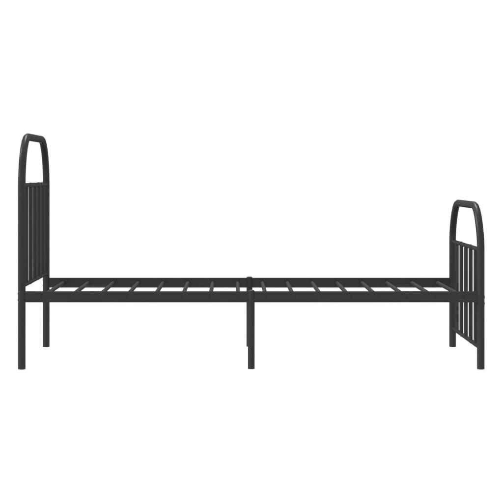 Metal Bed Frame without Mattress with Footboard Black 90x190 cm