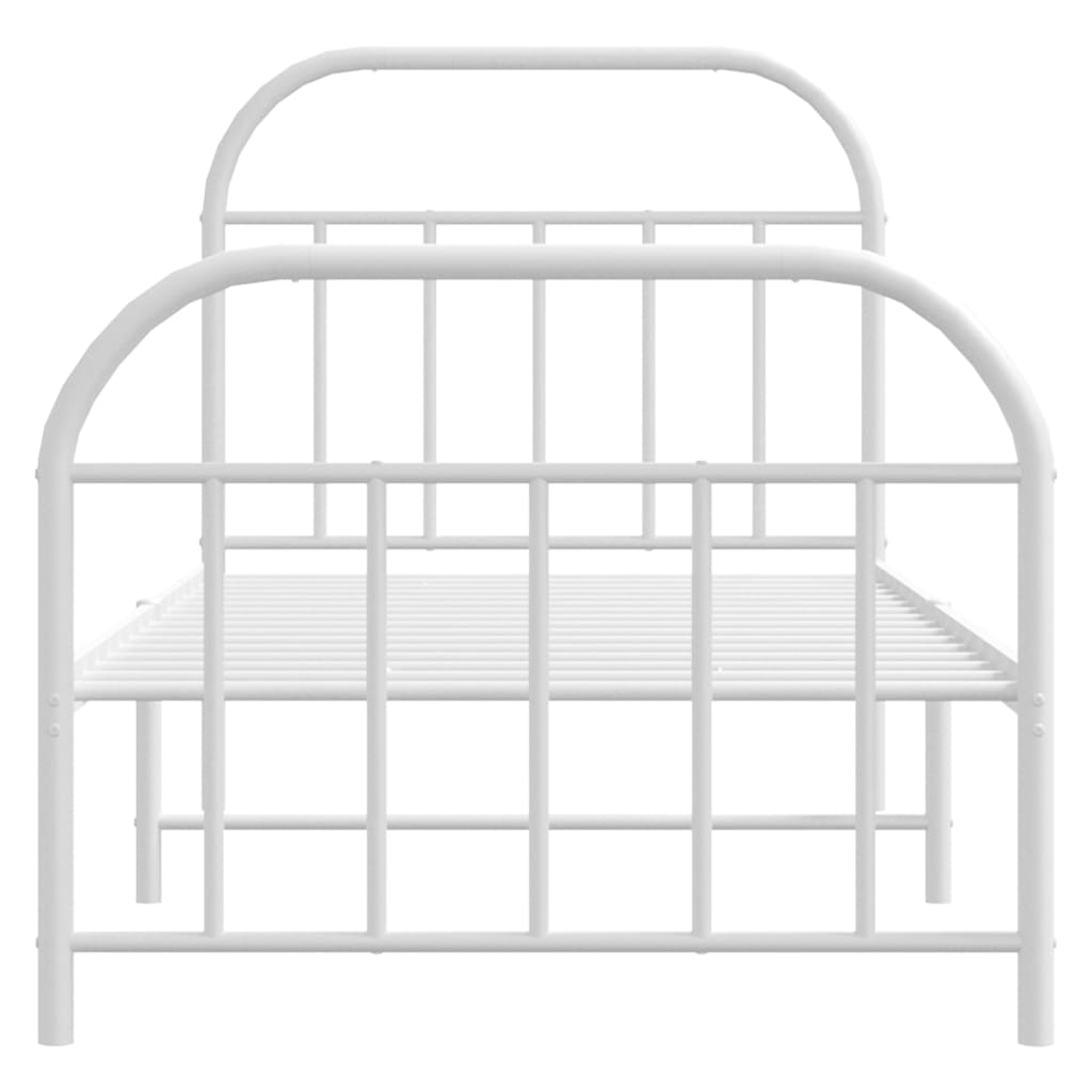 Metal Bed Frame with Headboard and Footboard White 92x187 cm Single Size