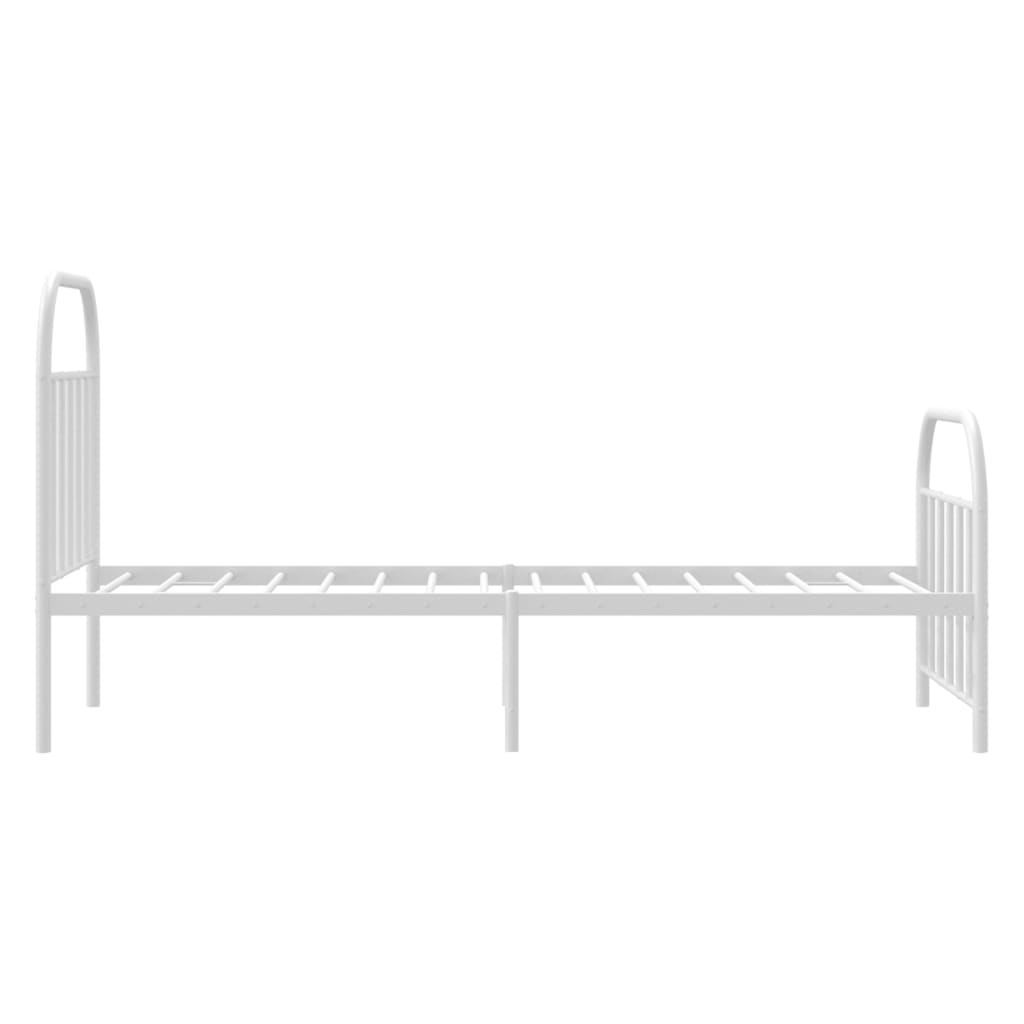 Metal Bed Frame with Headboard and Footboard White 92x187 cm Single Size