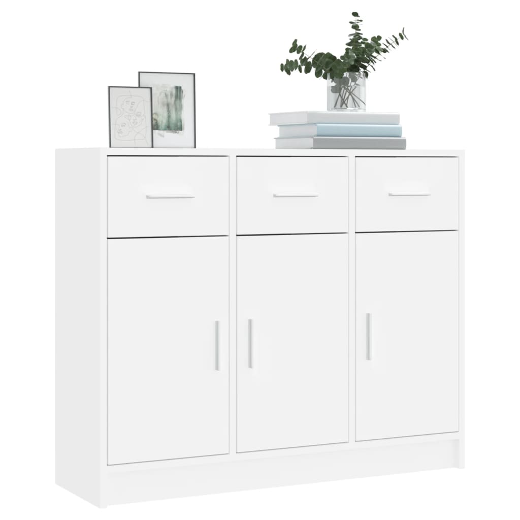 Sideboard White 91x28x75 cm Engineered Wood