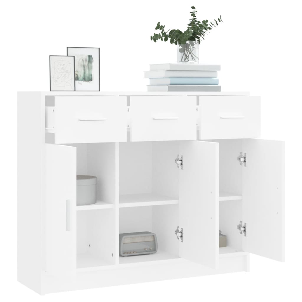 Sideboard White 91x28x75 cm Engineered Wood