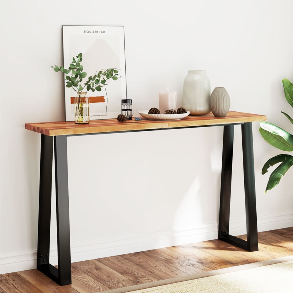 Console Table with Live Edge 140x40x80 cm Solid Wood Acacia