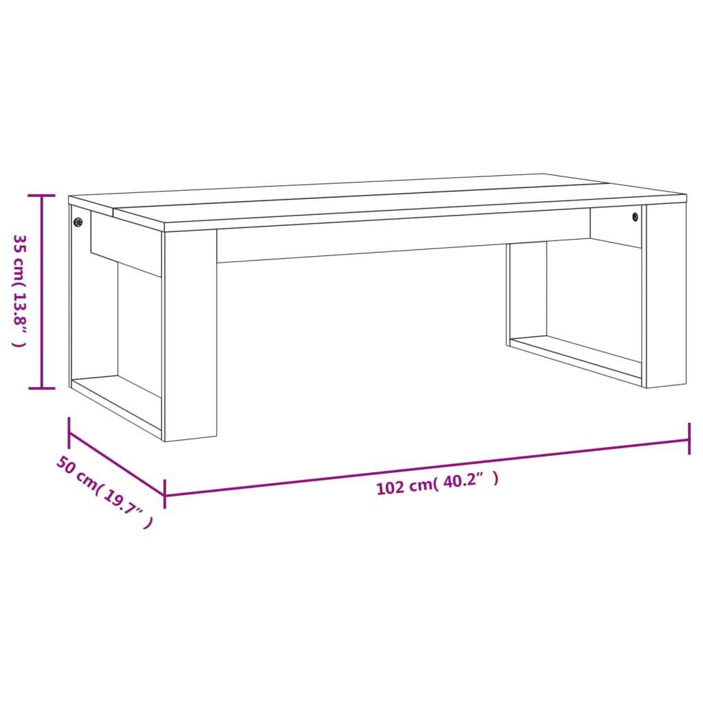 Coffee Table Black 102x50x35 cm Engineered Wood