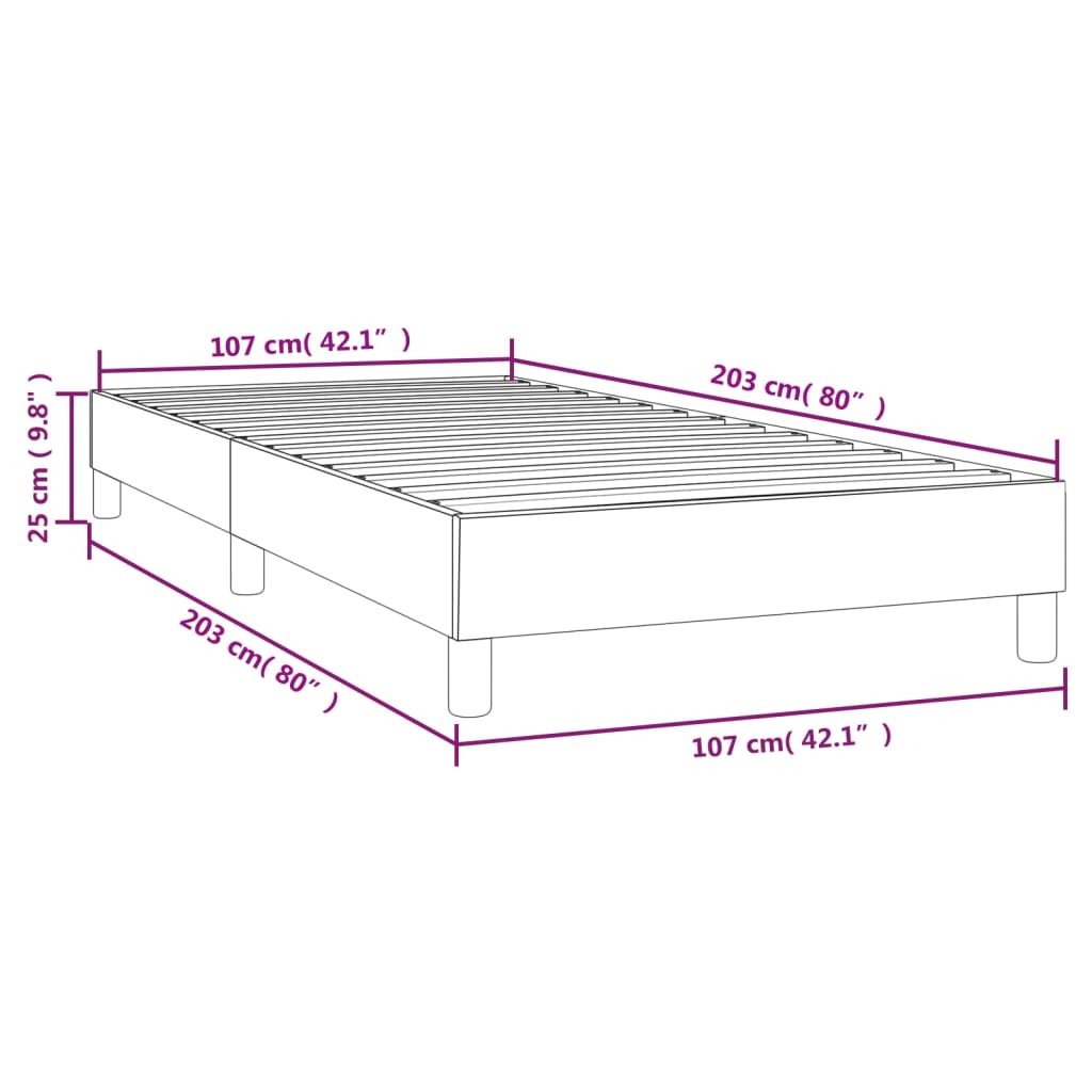 Box Spring Bed Frame Black 100x200 cm Fabric