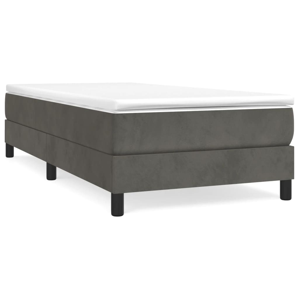 Box Spring Bed Frame Dark Grey 100x200 cm Velvet