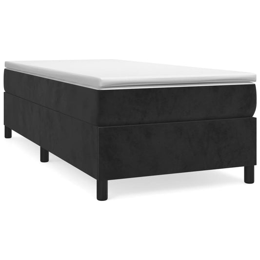 Box Spring Bed Frame Black 106x203 cm King Single Size Velvet