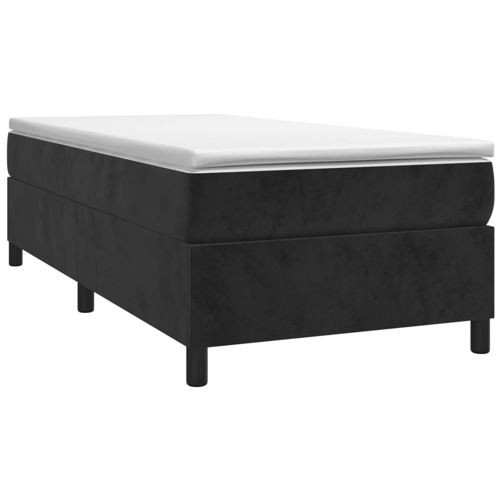 Box Spring Bed Frame Black 106x203 cm King Single Size Velvet