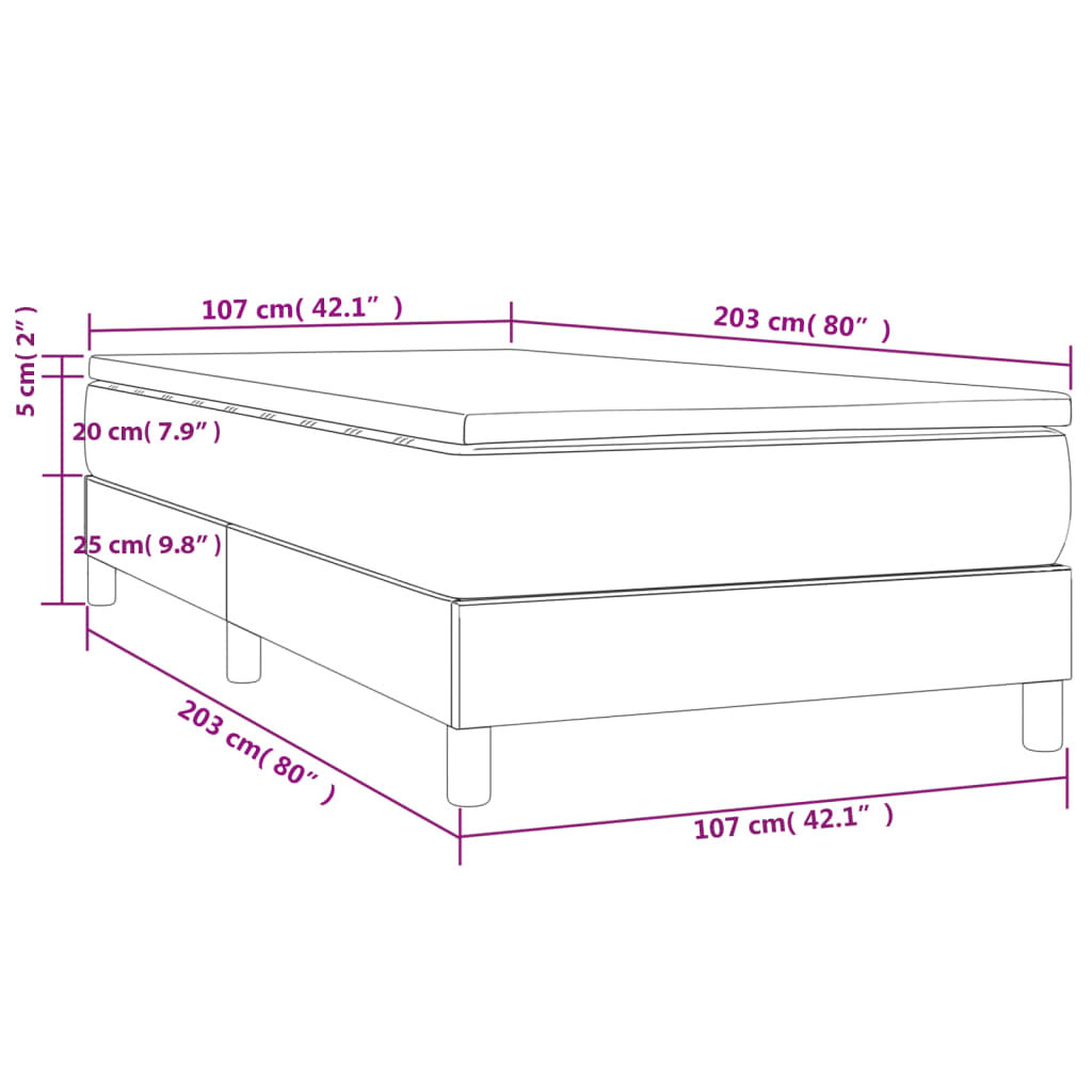 Box Spring Bed With Mattress Dark Grey 100X200 Cm Fabric