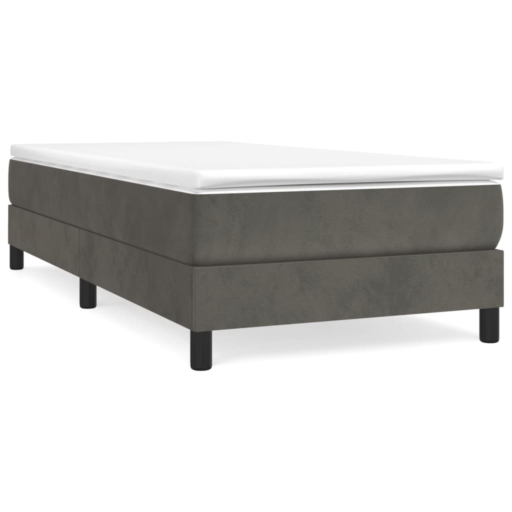 Box Spring Bed with Mattress Dark Grey 100x200 cm Velvet