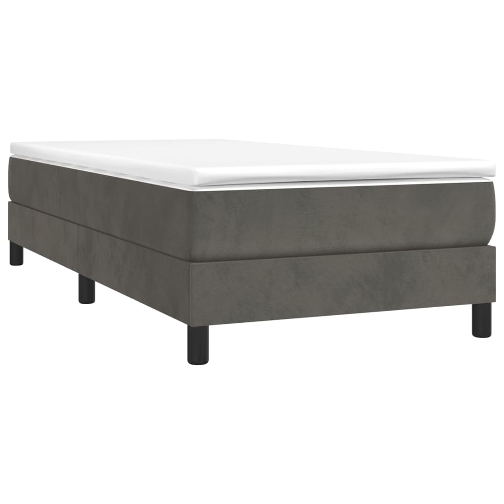 Box Spring Bed with Mattress Dark Grey 100x200 cm Velvet