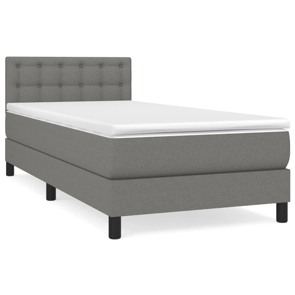 Box Spring Bed with Mattress Dark Grey 100x200 cm Fabric