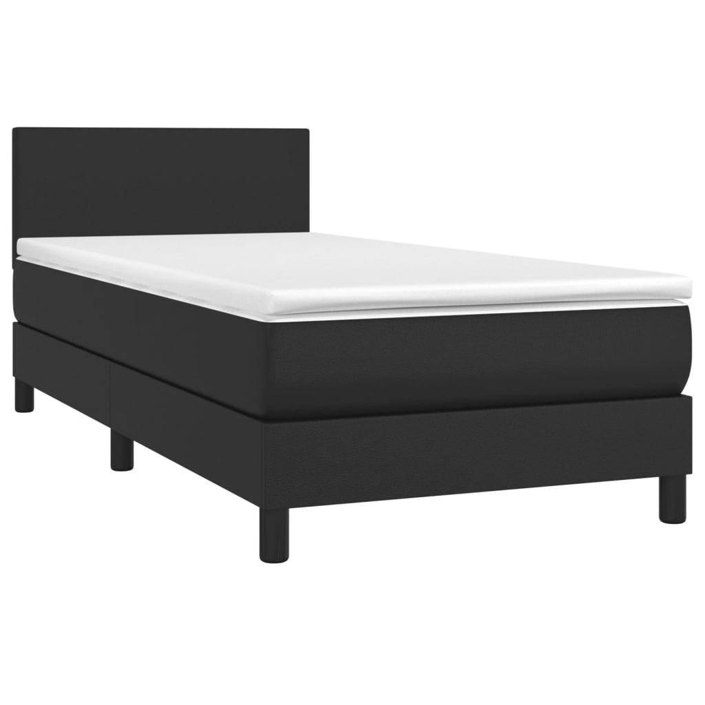 Box Spring Bed With Mattress Black 100X200 Cm Faux Leather